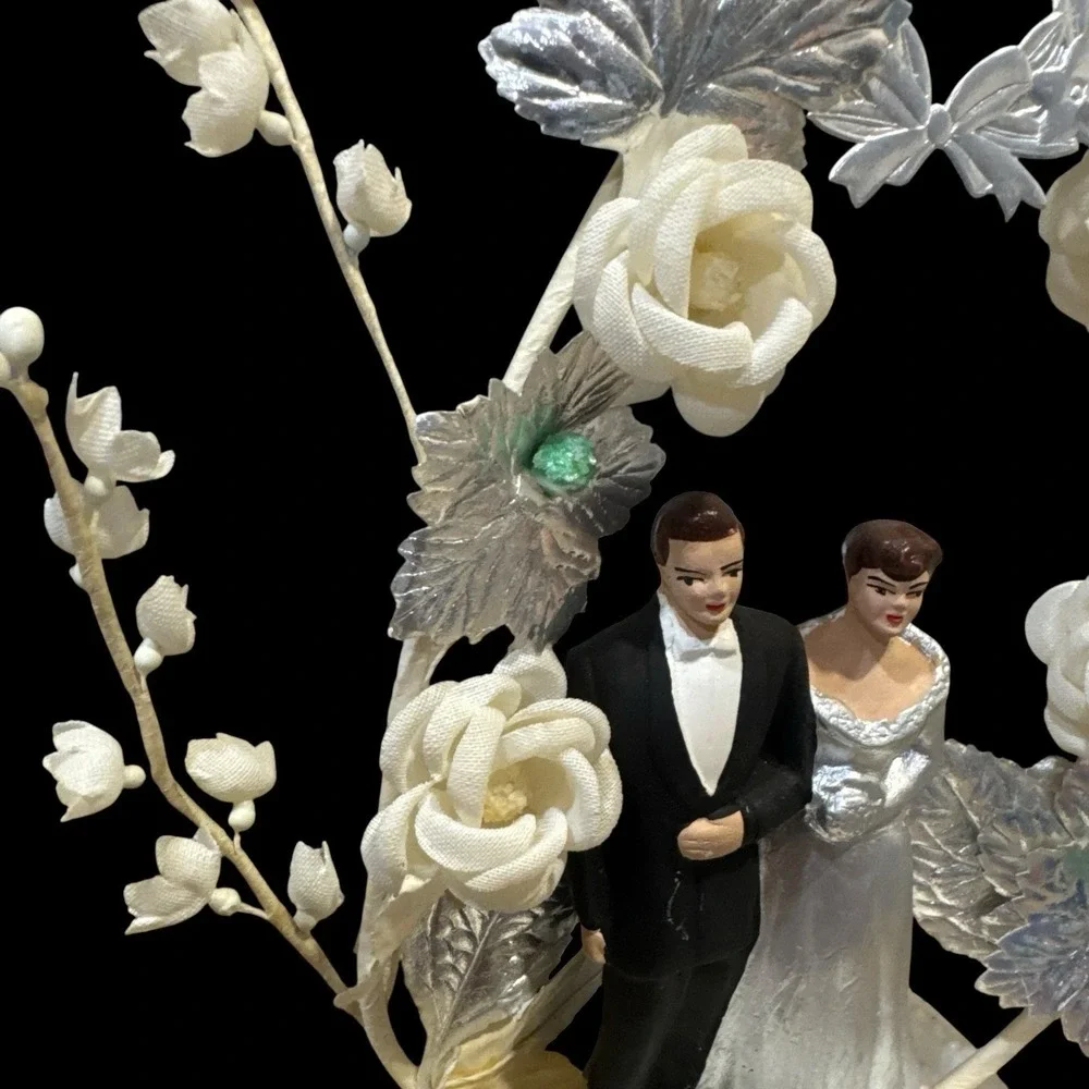 Vintage Mid Century 1960s Wedding Cake Topper Plastic 7